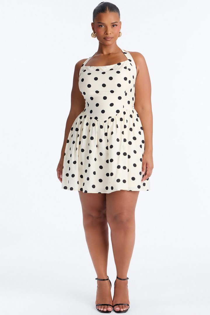 Clara Polka Dot Mini Dress - Cream/combo
