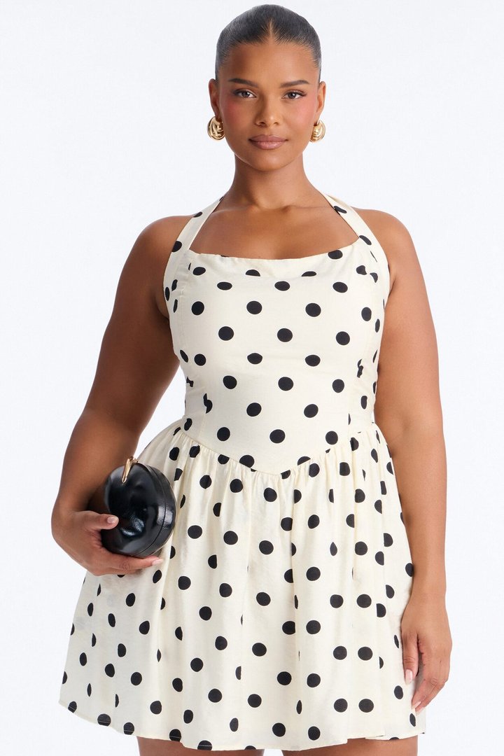 Clara Polka Dot Mini Dress - Cream/combo