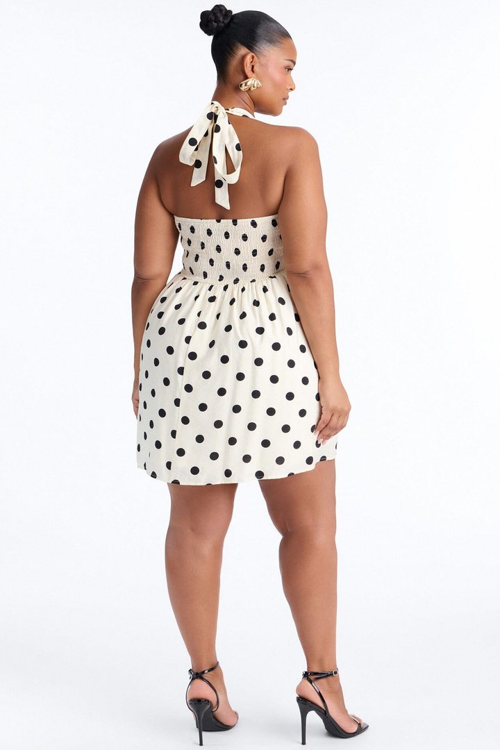 Clara Polka Dot Mini Dress - Cream/combo