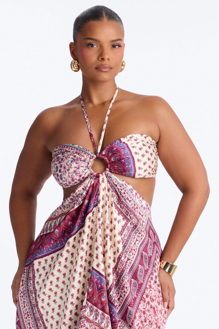 Wildflower Soul Satin Maxi Dress - Purple/combo