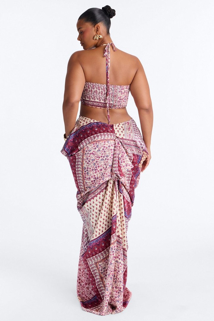 Wildflower Soul Satin Maxi Dress - Purple/combo