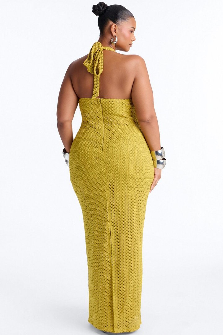 Coastal Moves Crochet Maxi Dress - Chartreuse
