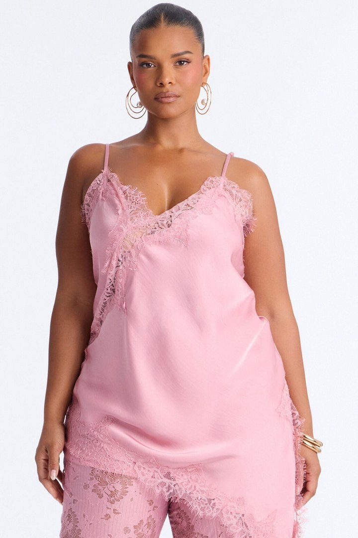 Yasmin Satin Lace Pant Set - Mauve