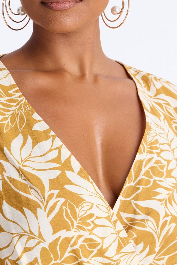 Elena Printed Midi Dress - Chartreuse