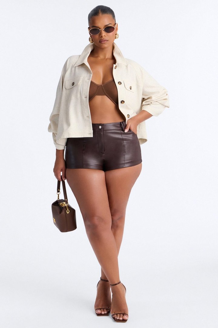 Leah Linen Cropped Jacket - Cream