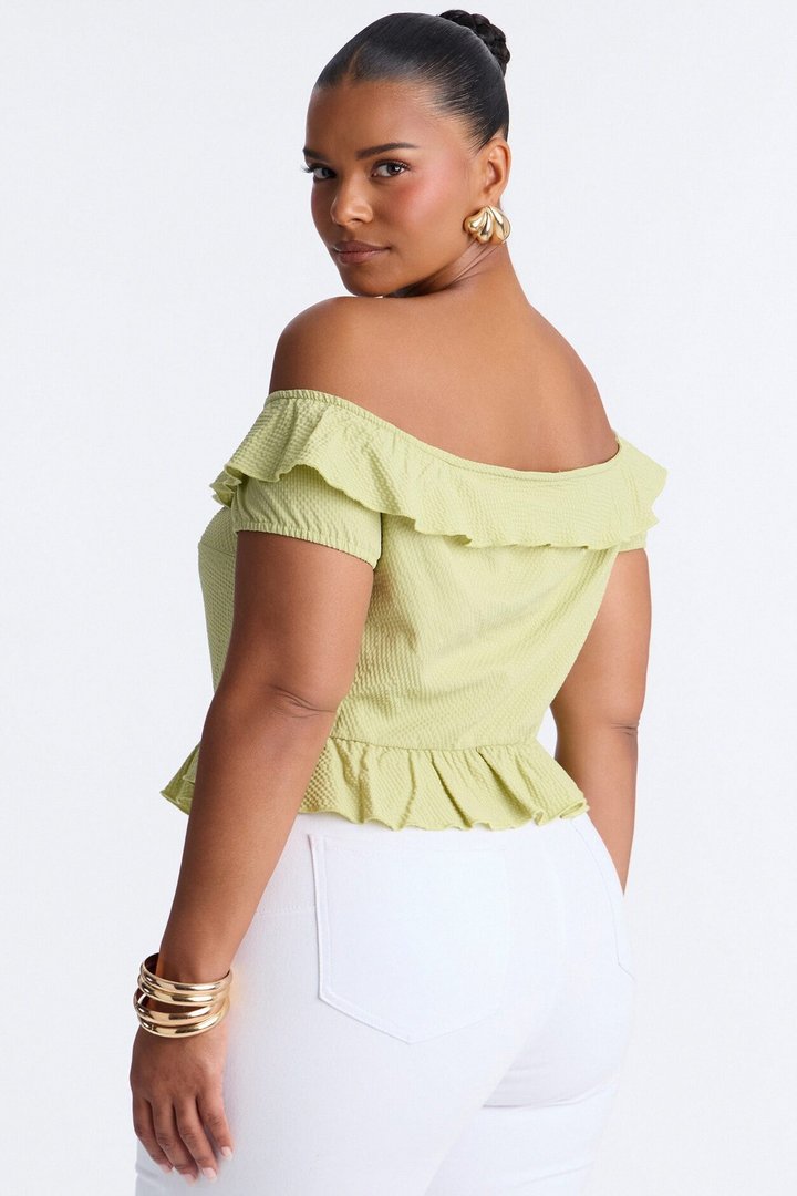 Matcha Girly Ruffle Flyaway Top - Sage