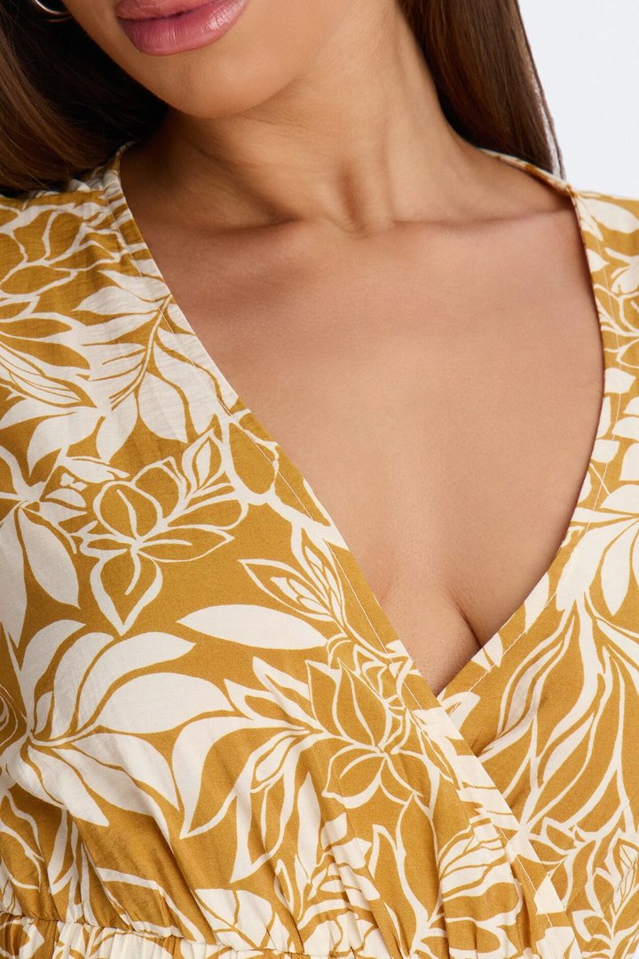 Elena Printed Midi Dress - Chartreuse