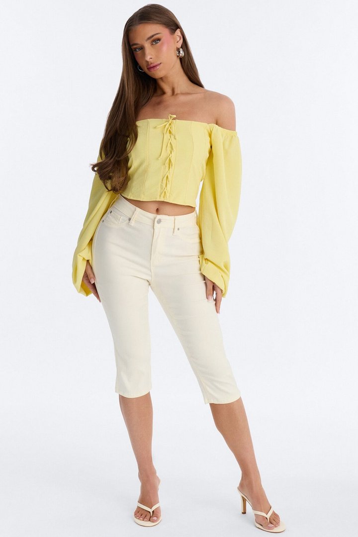 Out To Play Lace Up Airflow Top - Butter Yellow