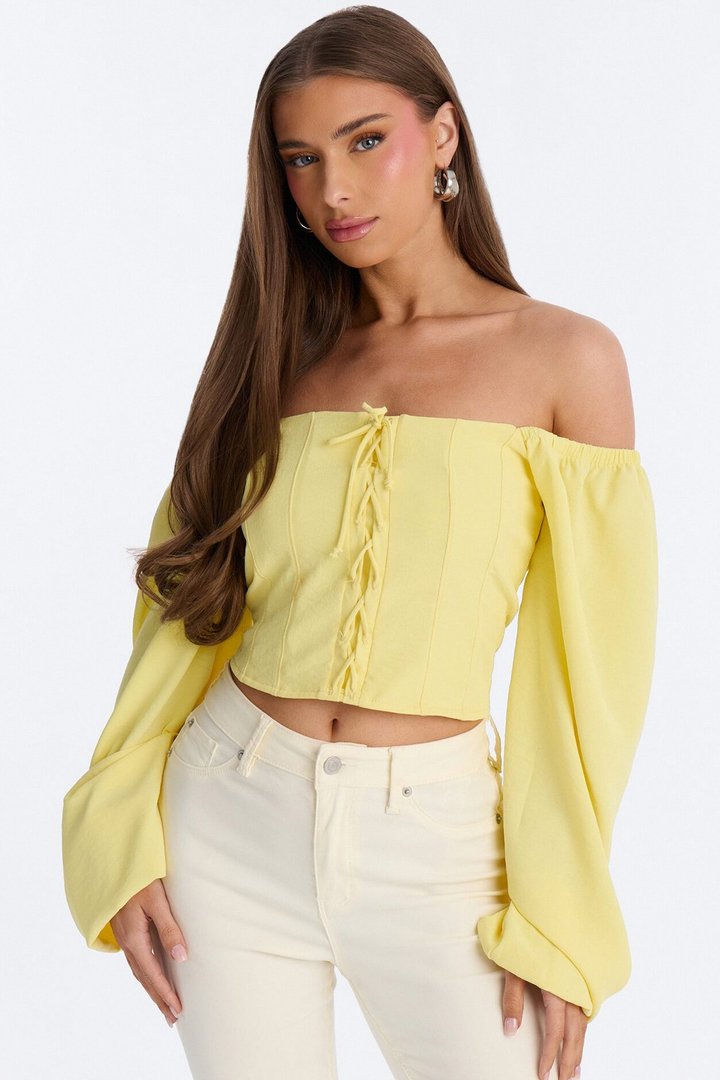 Out To Play Lace Up Airflow Top - Butter Yellow
