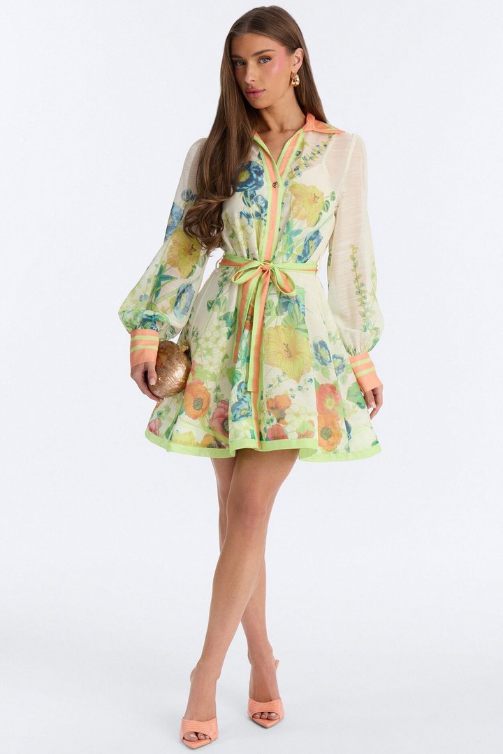 Old School Sweetie Floral Mini Dress - Green/combo