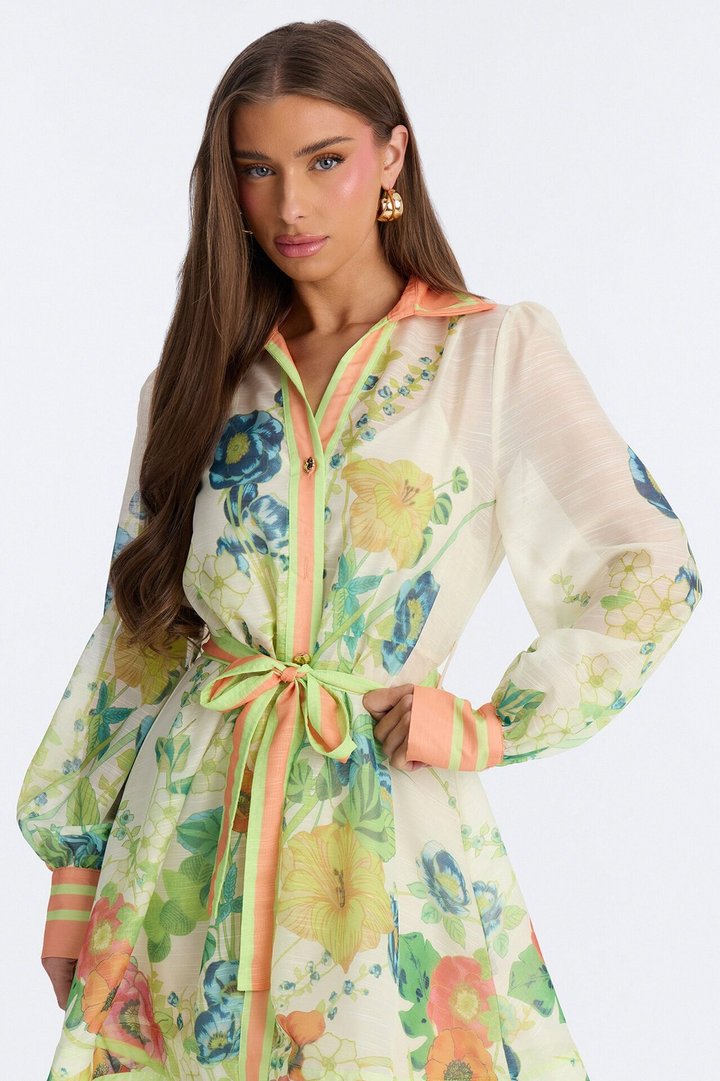 Old School Sweetie Floral Mini Dress - Green/combo