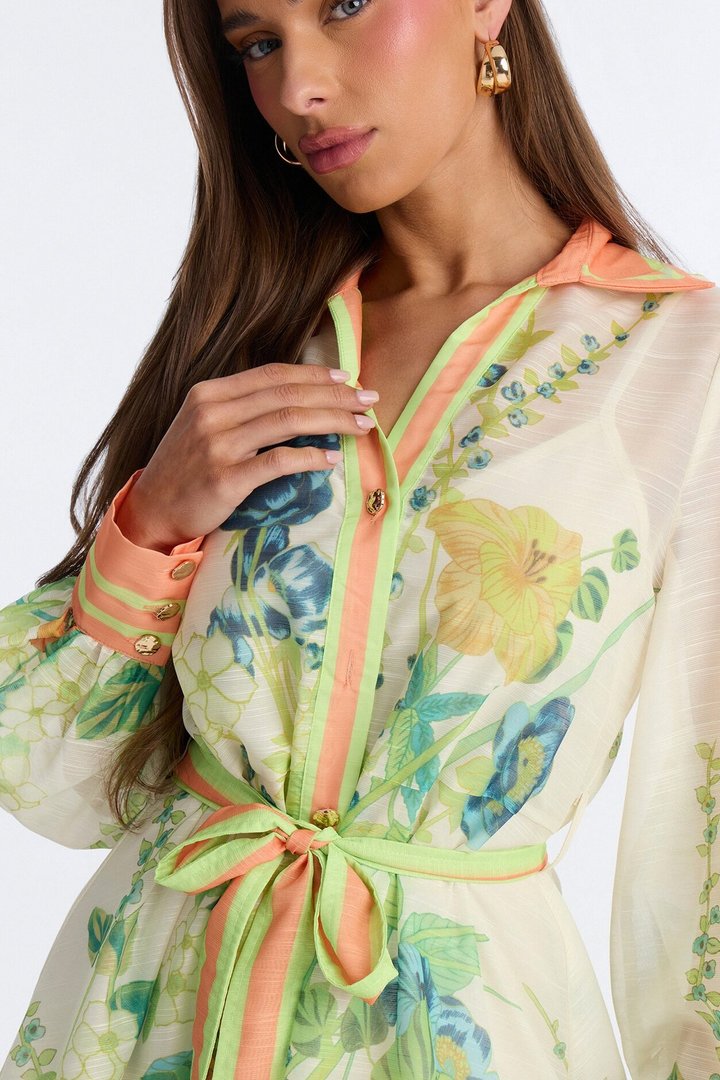 Old School Sweetie Floral Mini Dress - Green/combo