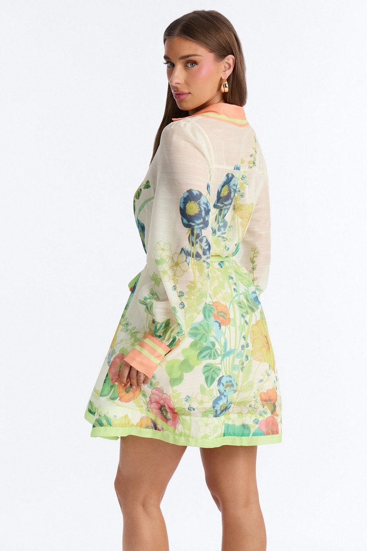 Old School Sweetie Floral Mini Dress - Green/combo