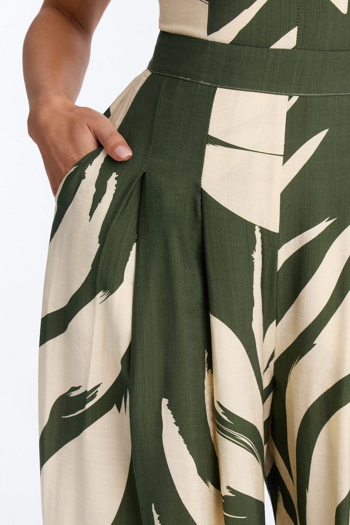 Short Tanya Tropical Wide Leg Jumpsuit - Green