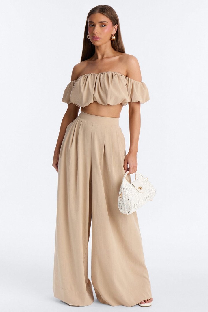 First Time Around Linen Pant Set - Taupe