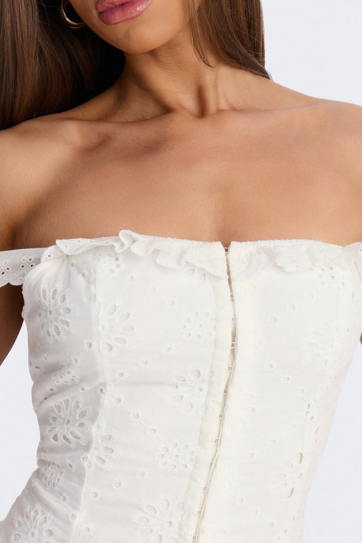 Jackie Eyelet Mini Dress - White