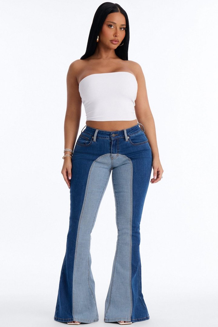 Coronado Low Rise Stretch Flare Jeans - Blue/combo