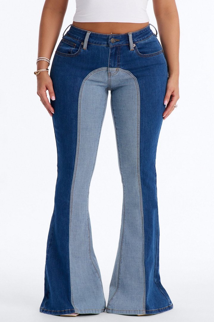 Coronado Low Rise Stretch Flare Jeans - Blue/combo