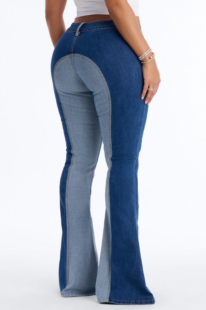 Coronado Low Rise Stretch Flare Jeans - Blue/combo