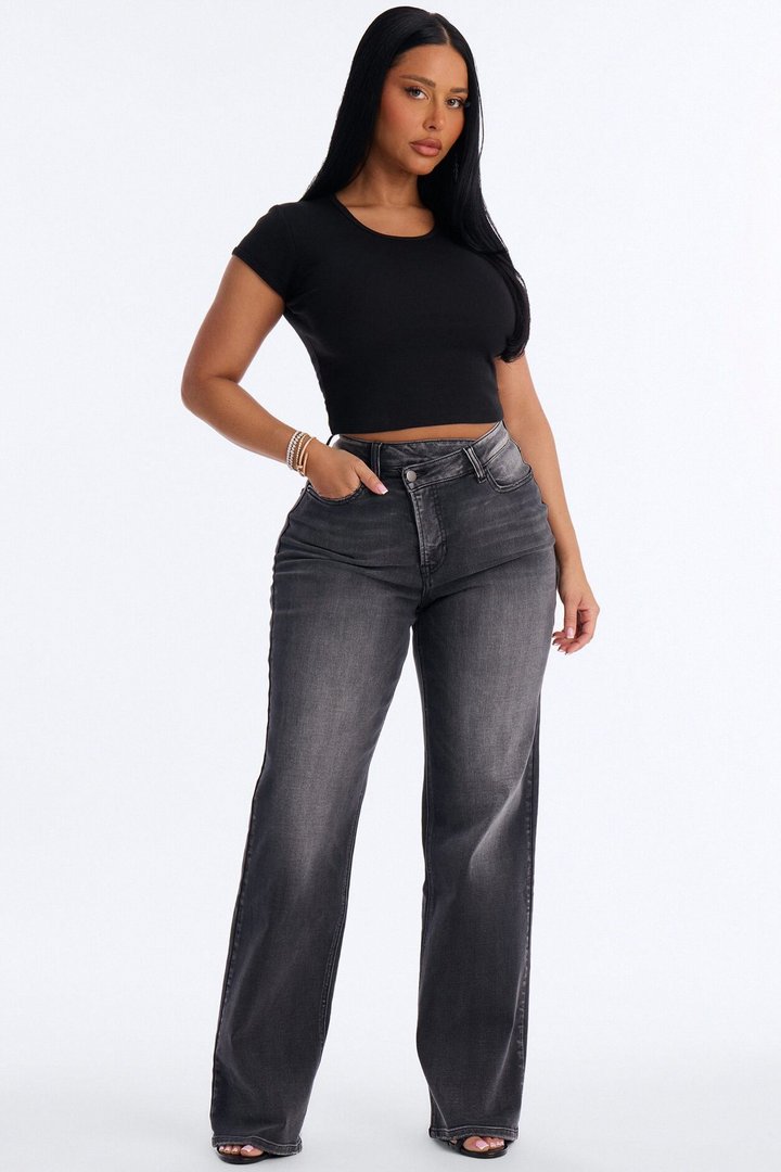 Crossed Paths Stretch Jeans - Grey