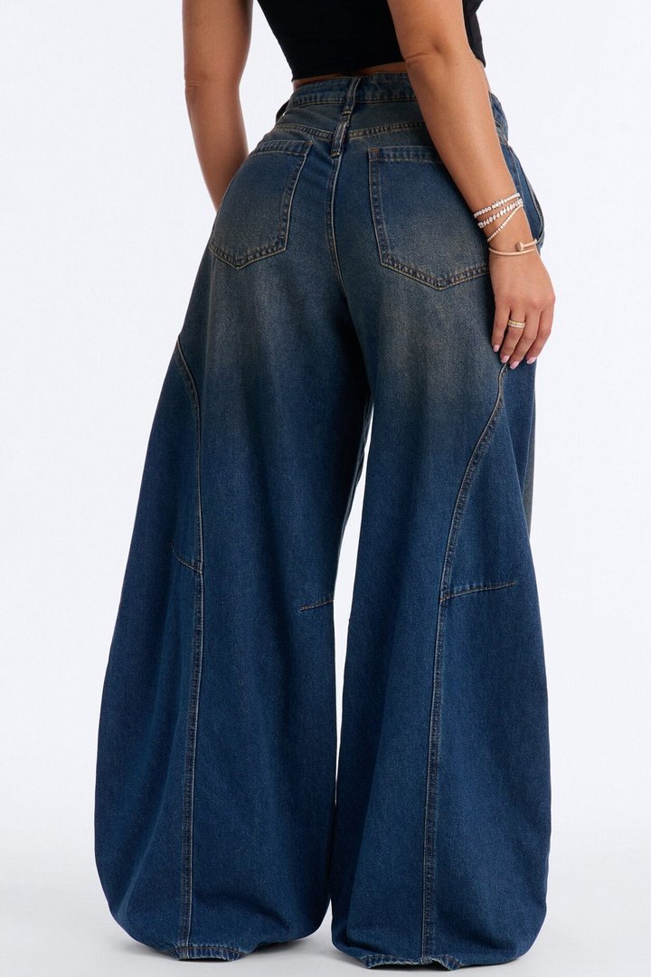 Tempting Fate Crossover Tinted Baggy Jeans - Dark Wash