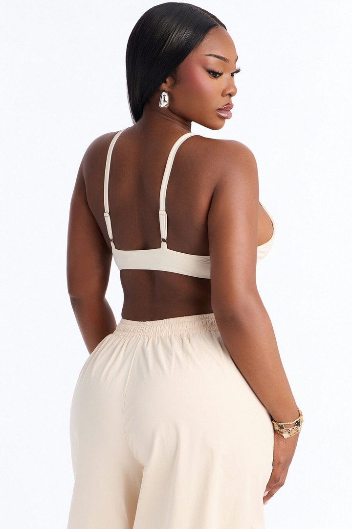 Second Skin Deep V Neck Bra Top - Bone