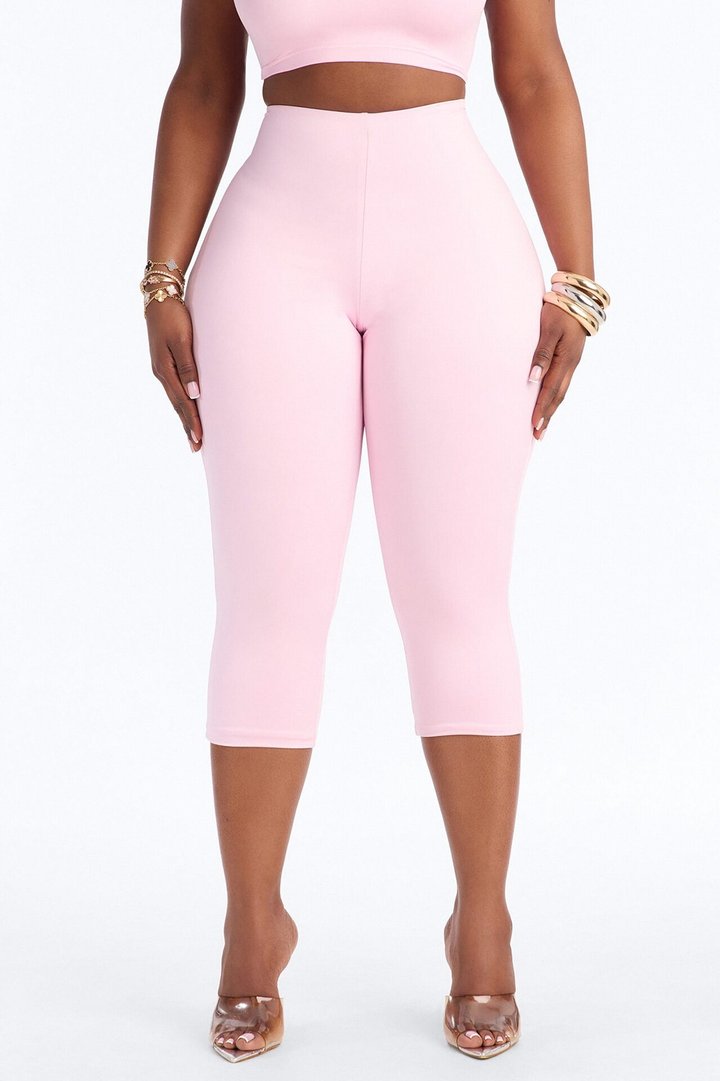 Contour Double Lined Capri Pant - Light Pink