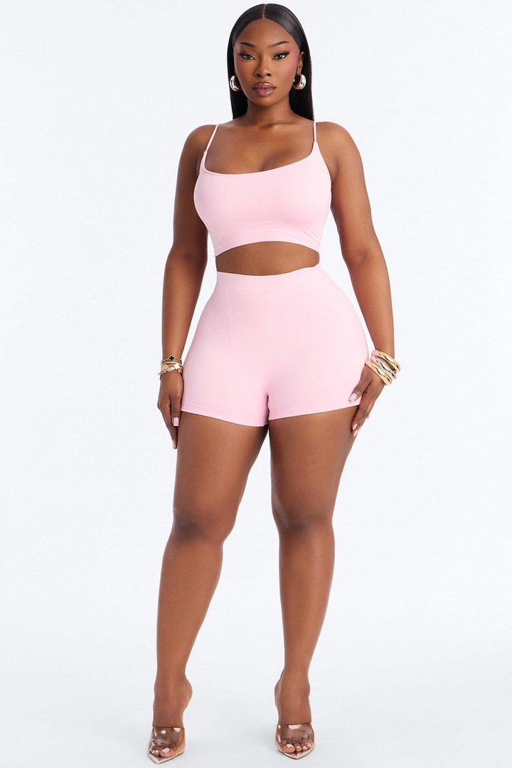 Seamless Smooth Double Lined Micro Hot Short - Light Pink