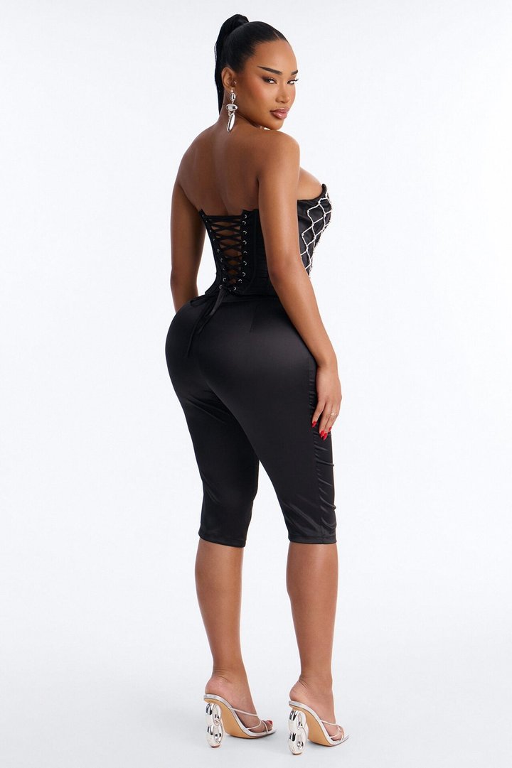 Voltage Satin Capri Set - Black