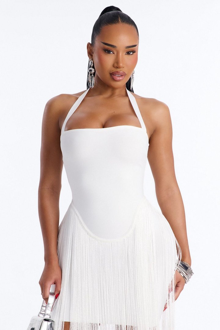 Bossy Tiara Glitter Bandage Maxi Dress - White