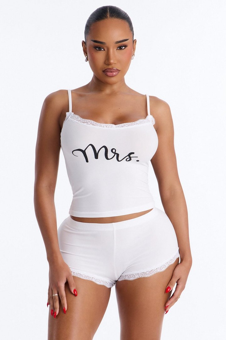 Mrs. Cami & Short PJ Set - White