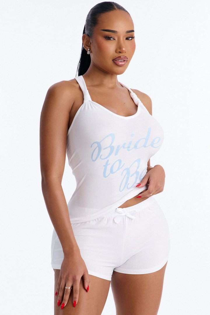 Bride To Be Tank & Short PJ Set - Light Blue