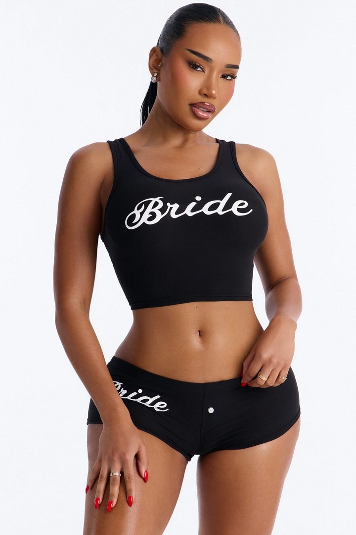 Bride PJ Tank & Short Set - Black