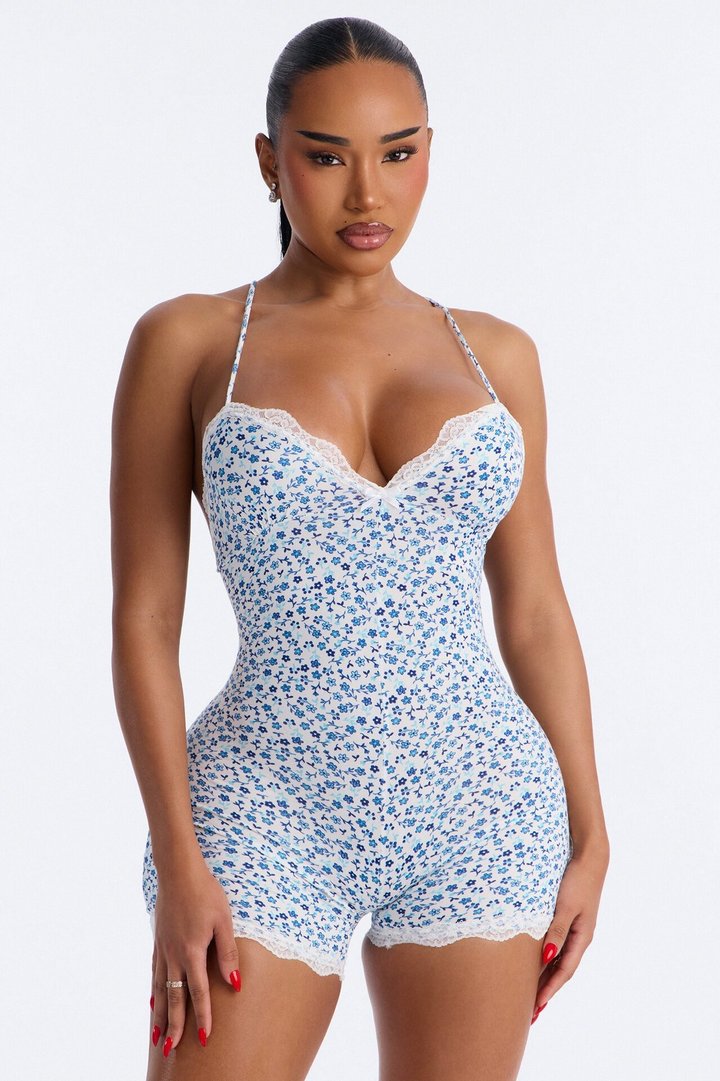 Bed Of Flowers Cami PJ Romper Onesie - White/combo