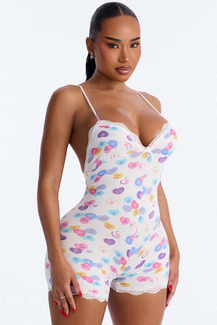 Sweet Sleep Cami PJ Romper Onesie - White/combo