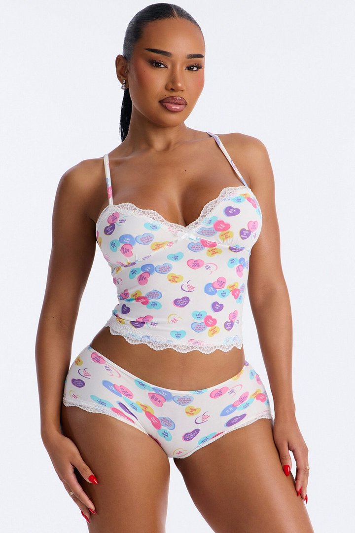 Heart Like Candy Cami PJ Short Set - White/combo
