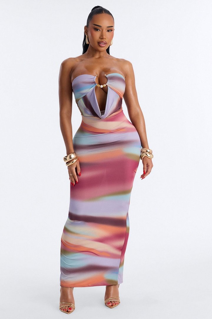 Karla Cowl Ombre Maxi Dress - Multi Color