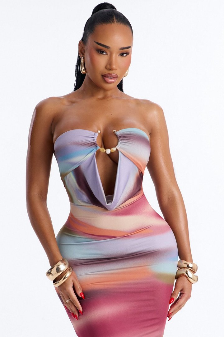 Karla Cowl Ombre Maxi Dress - Multi Color