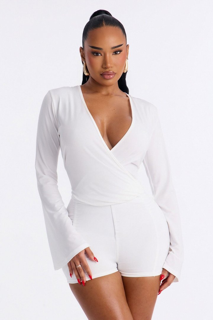 Nora Micro Short Romper - White