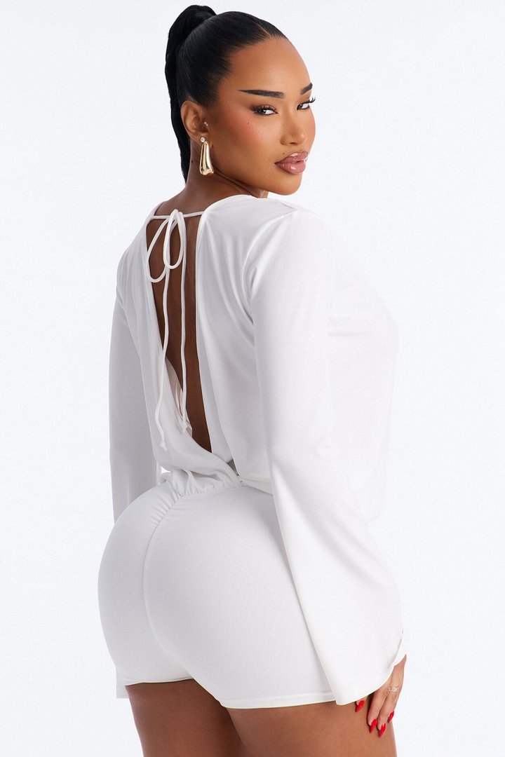 Nora Micro Short Romper - White