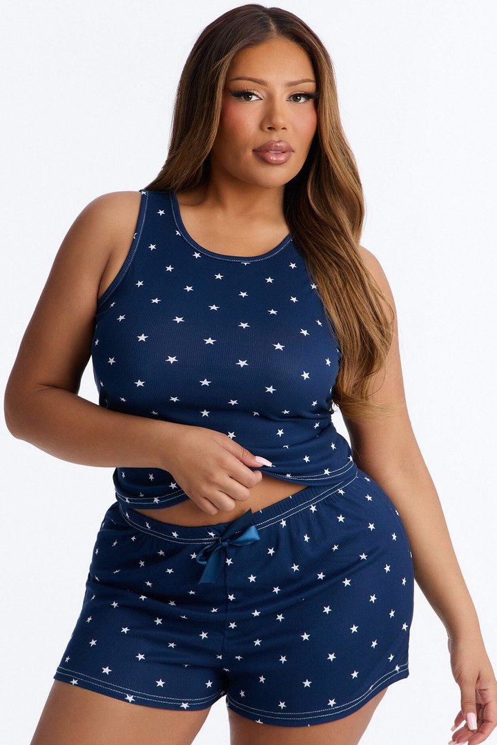 Looking Up At The Stars PJ Short Set - Navy