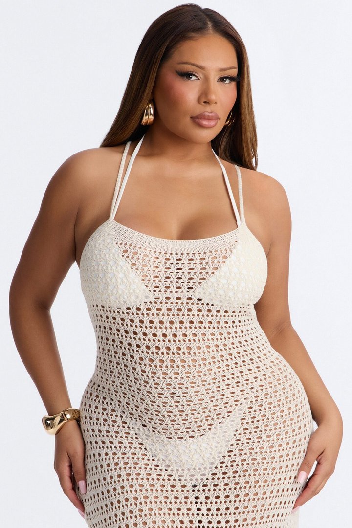 Melody Crochet Swim Cover Up Maxi Dress - Cream
