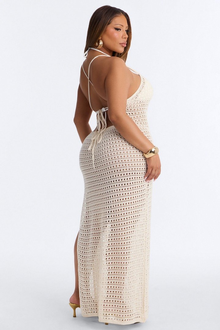 Melody Crochet Swim Cover Up Maxi Dress - Cream
