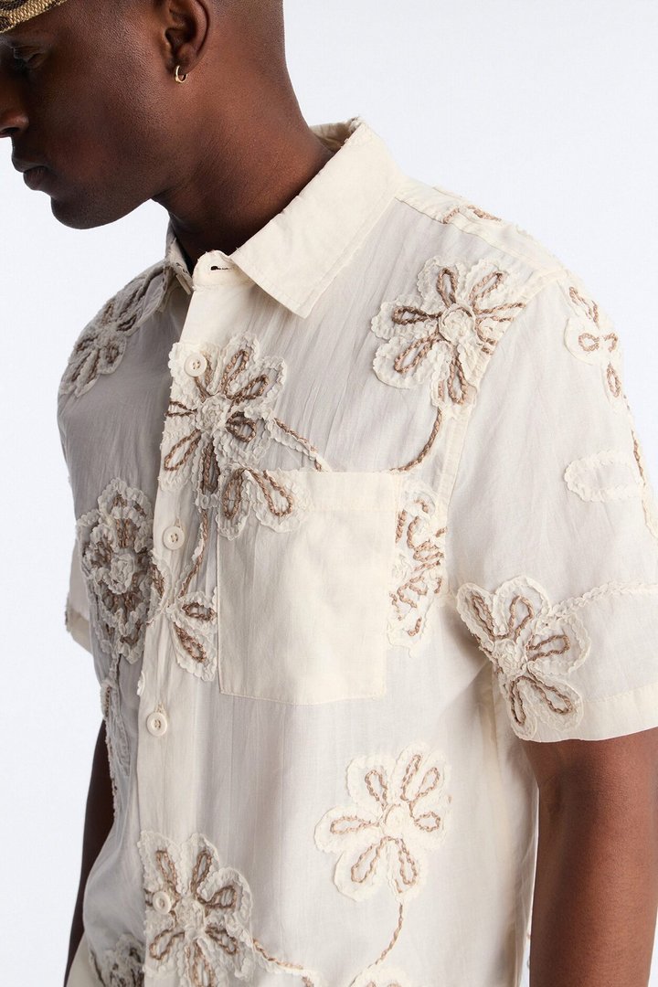 Paper Flore Short Sleeve Button Up Shirt - Cream