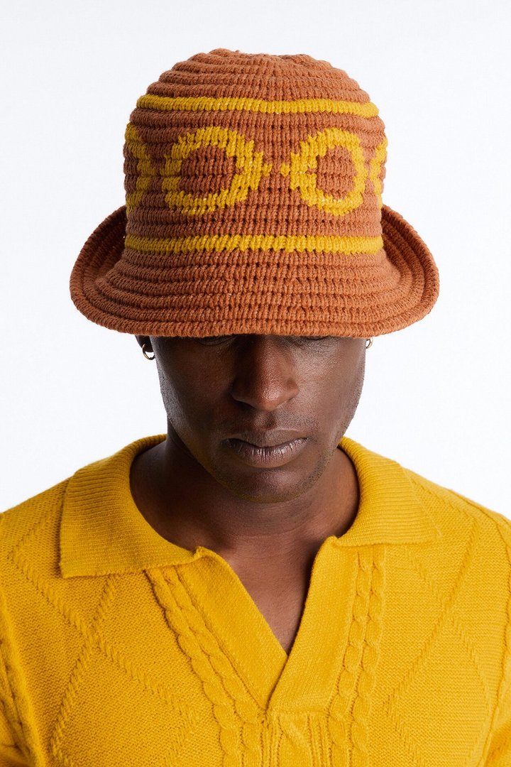 Round The Loop Crochet Bucket Hat - Orange