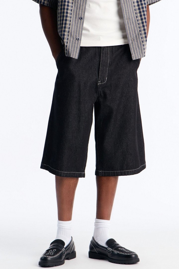 Classic Cuff Baggy Denim Short - Black Wash