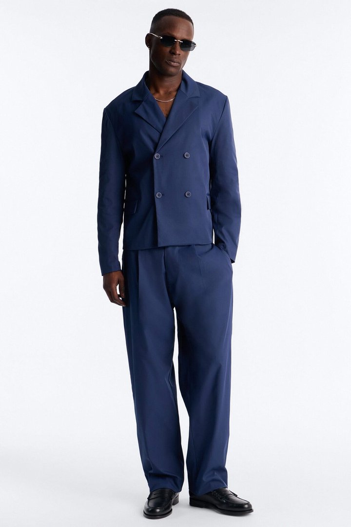 Relaxed Straight Heirloom Pleated Trouser - Navy
