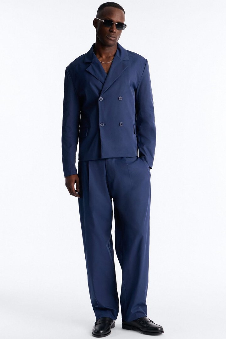 Heirloom Cropped Double Breasted Blazer - Navy