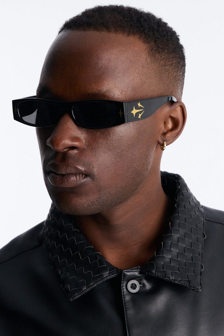 Y2K Starlight Rays Sunglasses - Black/Gold