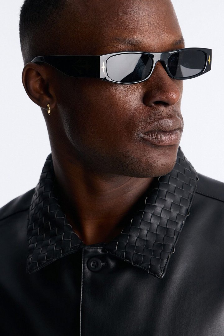 Y2K Starlight Rays Sunglasses - Black/Gold